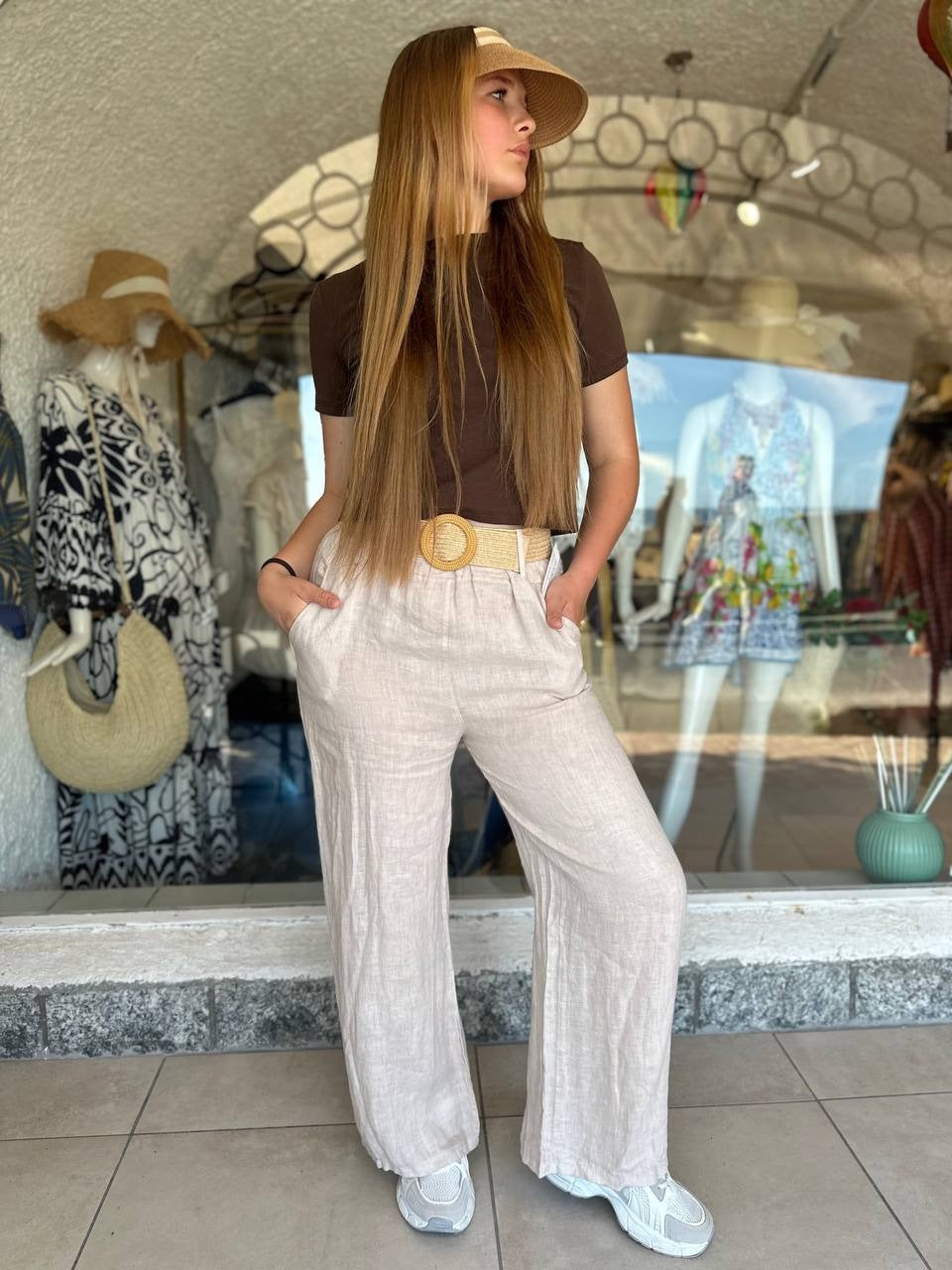 Pantaloni 100% lino