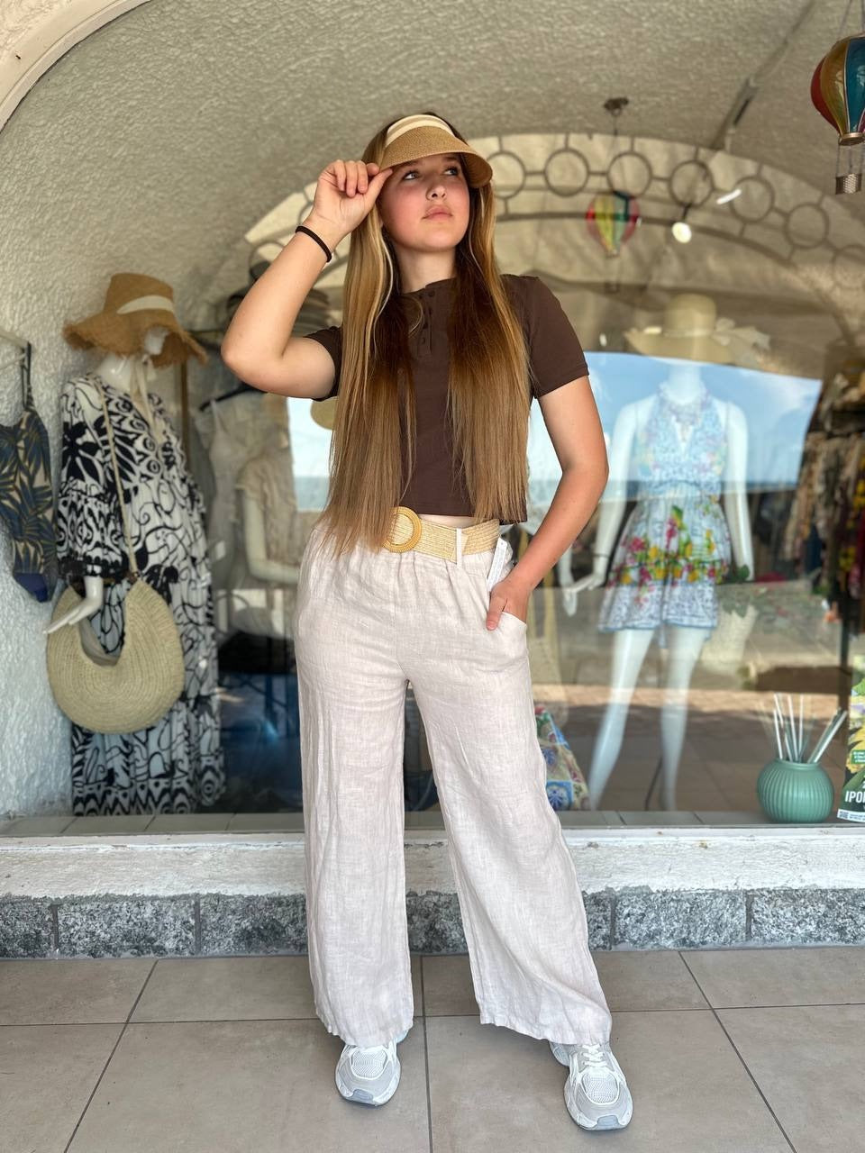 Pantaloni 100% lino